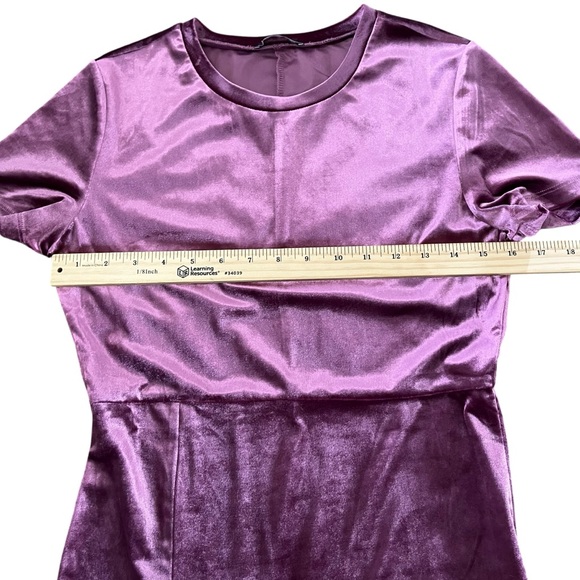 🔟 Zara Raspberry Velvet Bodycon Midi Dress Side Slit  Large - Picture 8 of 11